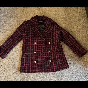 Bagatelle Collection Women's Black and Red Plaid Jacket